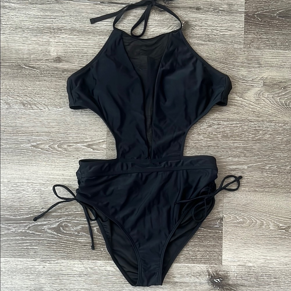 Black Halter One-Piece Swimsuit